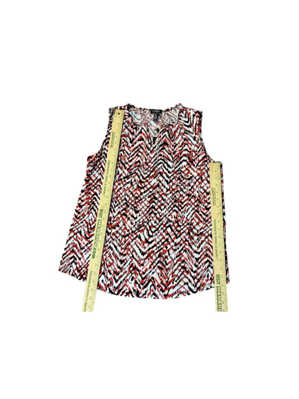 Jones New York Sleeveless Blouse L Red Black Abstract Chain Neck Used - Picture 10 of 14